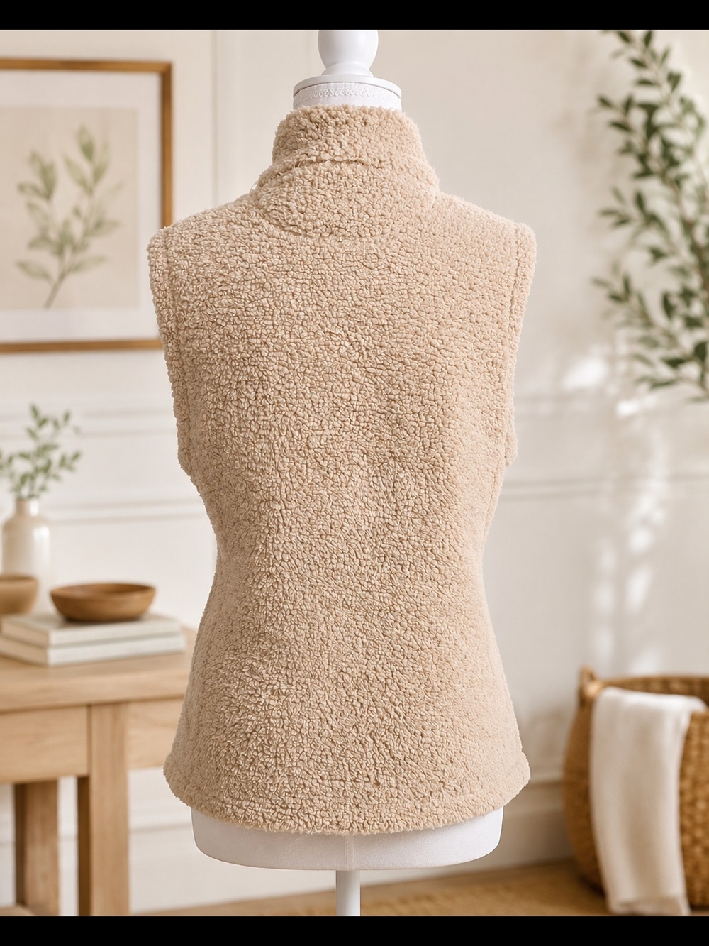 Calvin Klein Cream Sherpa Zip-Up Vest NWOT - Picture 4 of 6